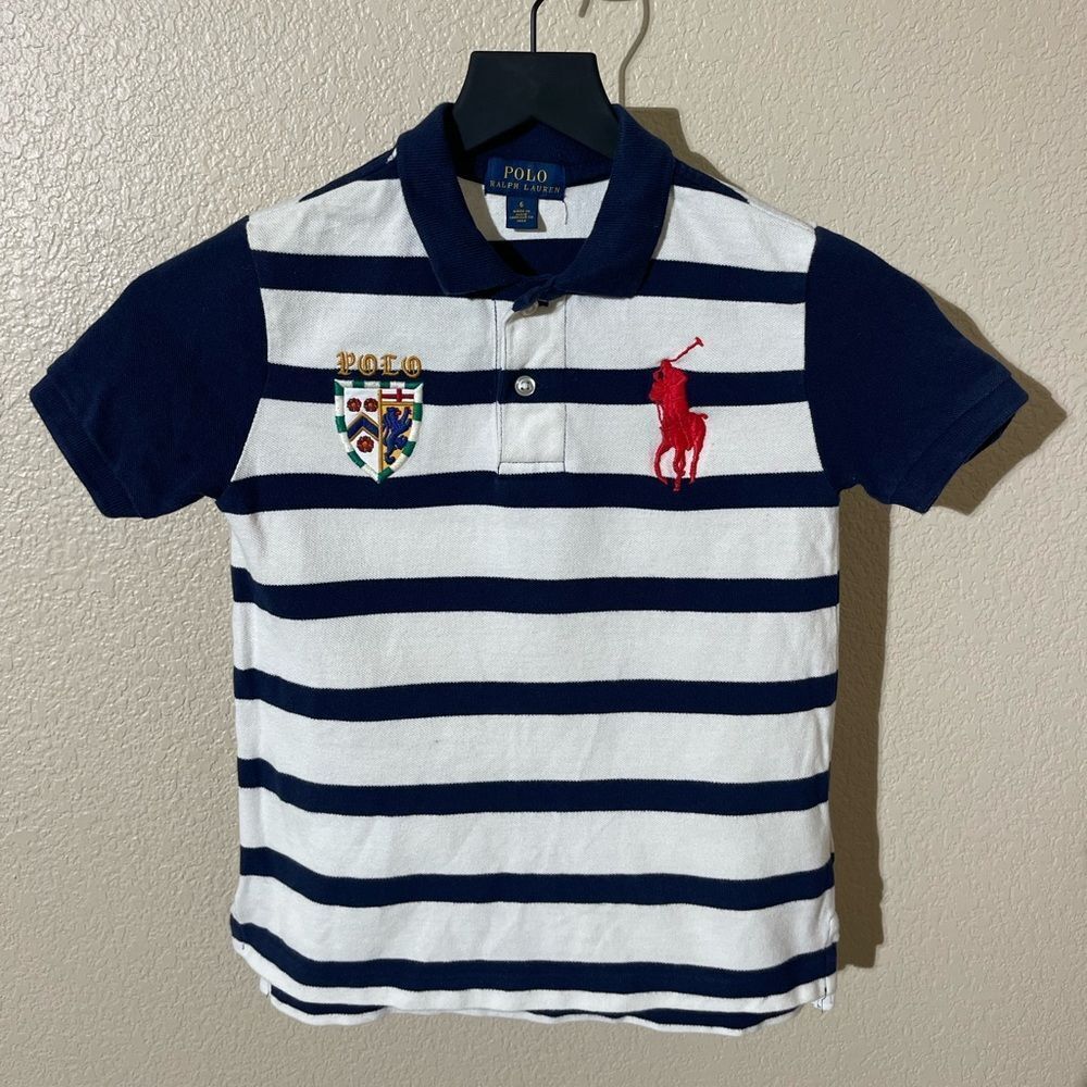 Polo by Ralph Lauren Navy and White Striped Kids Shirt